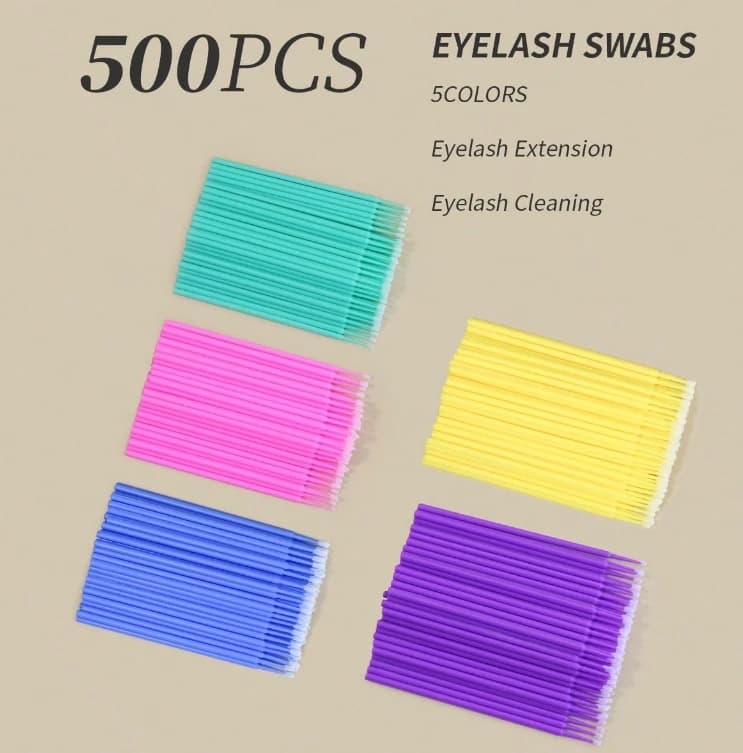 500 PZ Use Makeup And Drop Cotton Tampone Mini Applicators Individual for Eyelash Brushes Extended Extension Eyelash Micro Makeup Brush