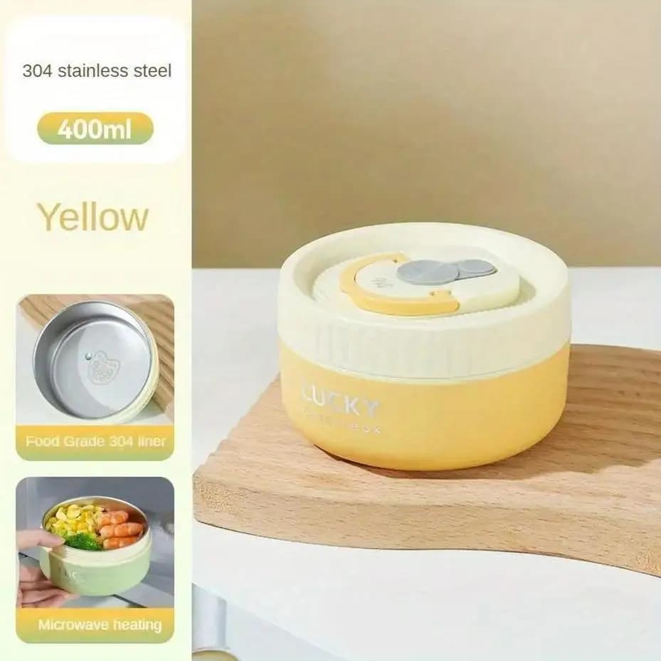 Contenitore Termico per Pranzo Portatile 400/600ML, Impilabile, per Microonde, in Acciaio Inox 304, Bento Box