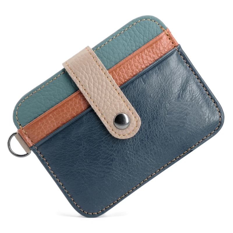 Portafoglio sottile da uomo in vera pelle - Mini portamonete ultra sottile con portacarte, portamonete piccolo (Portomonee/Carteras)