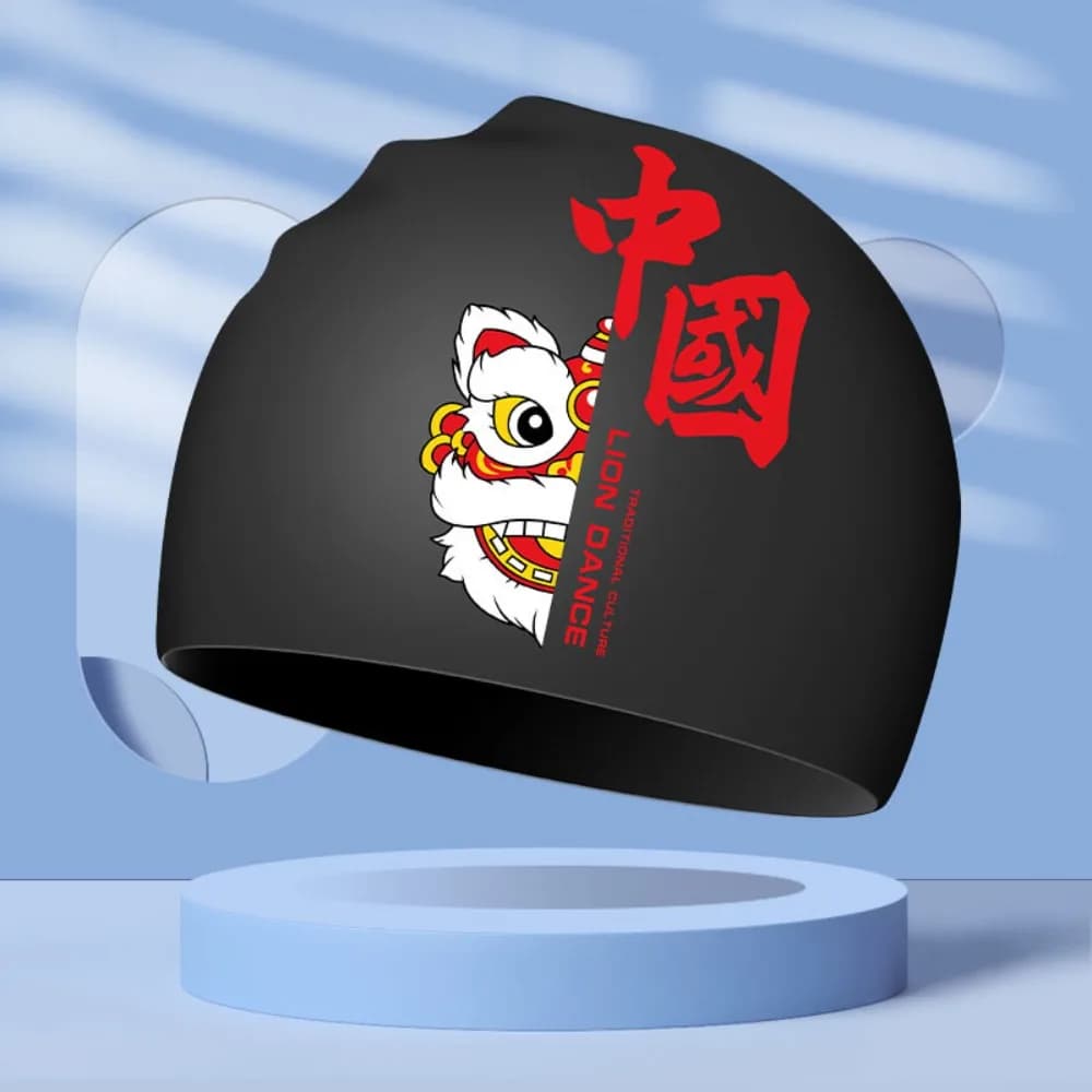 Water Sport Silica Adult Swimming Cap Lion Dance Waterproof Swimming Hat Long Hair Lightweight Bathing Cap Summer