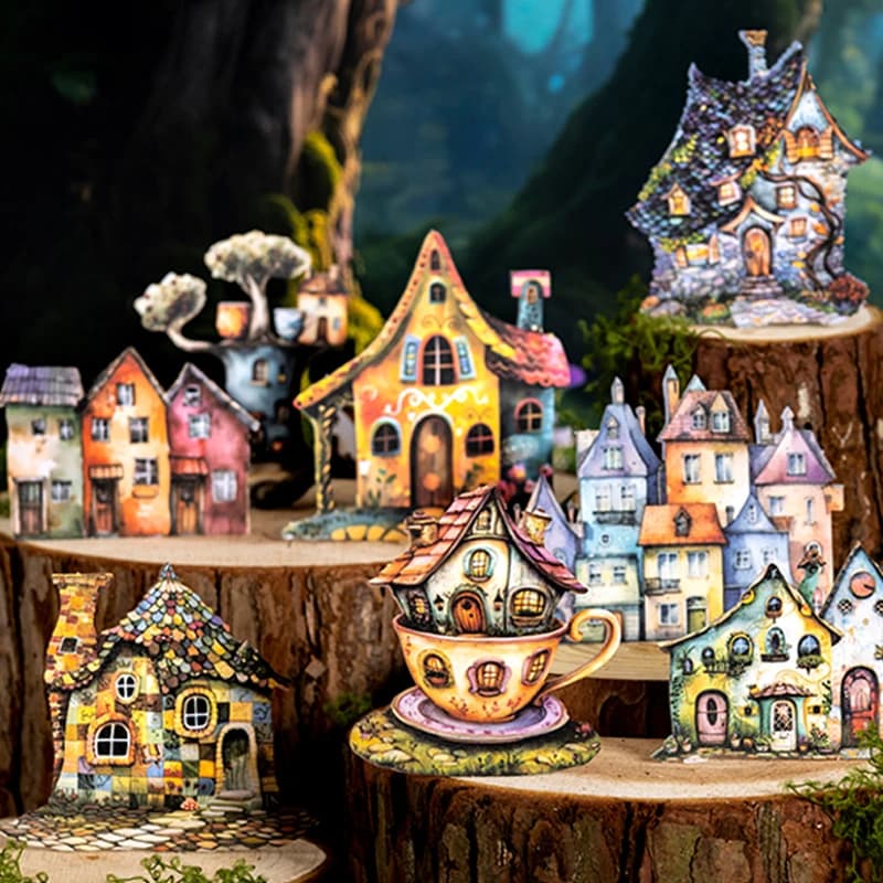 100 pezzi Strange house serie wacky house adesivi per carte rigide in scatola Manuale fai da te materiale collage cassa del telefono calendario per biglietti d'auguri