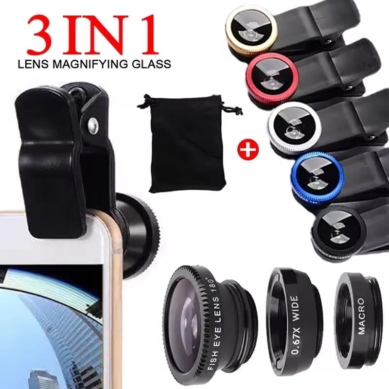 3 In 1 Fisheye Phone Lens 0.67X Wide Angle Zoom Lens Fish Eye Macro Lenses Camera Kits With Clip For iPhone Samsung Smart Phone