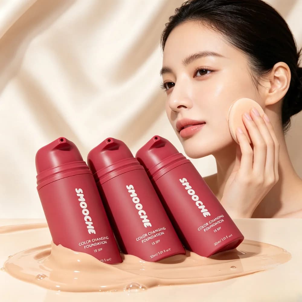 Color Changing Flawless Liquid Foundation Features Natural Glow Effect Lightweight Moisturizing And Brighten Skin As Makeup Base