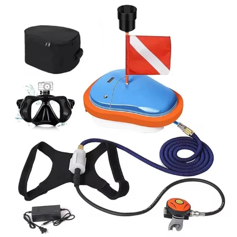 [2026] Attrezzatura Subacquea Portatile per Snorkeling con Maschera da Immersione, Compressore d'Aria per 50 Minuti, Supporto Sostituzione Batteria