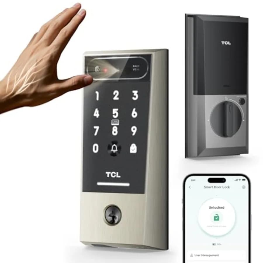 Serratura Intelligente D2 Pro con Riconoscimento delle Vene Palmari, Ingresso Senza Chiave, Serratura per Porta d'Ingresso con Tastiera Wi-Fi, Controllo Remoto tramite App