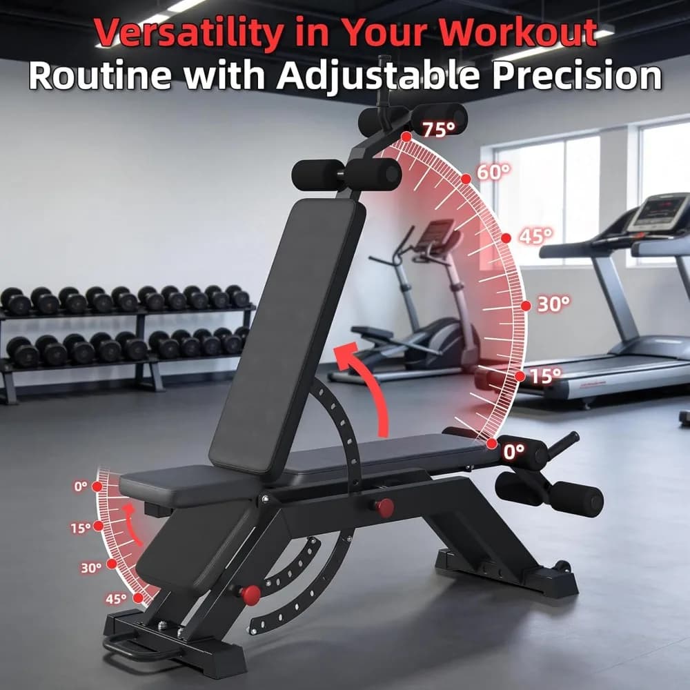 Adjustable Incline Decline Weight Bench for Home Gym, 1000LBS FID Ab Workout Bench with Leg Roller Attachment and, Customized