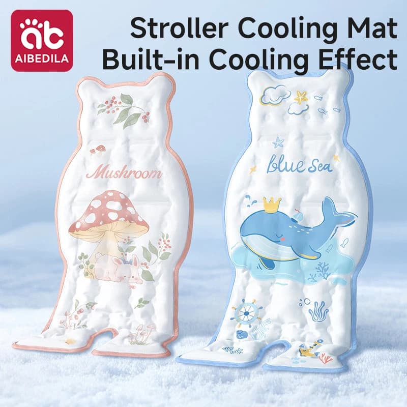 AIBEDILA Universal Baby Cooling Pad Ice Silk Breathable Summer Liner for Stroller Wagon Baby Car Seat High Chair Trolley Cushion
