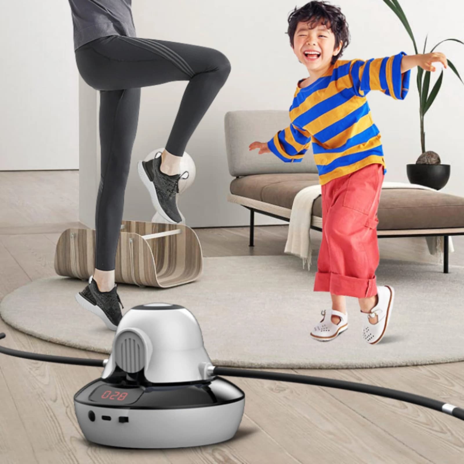 Automatic Jump Rope Machine Adjustable Speed Smart Skipping Machine with Controller Fitness Equipment Indoor Stable for Families