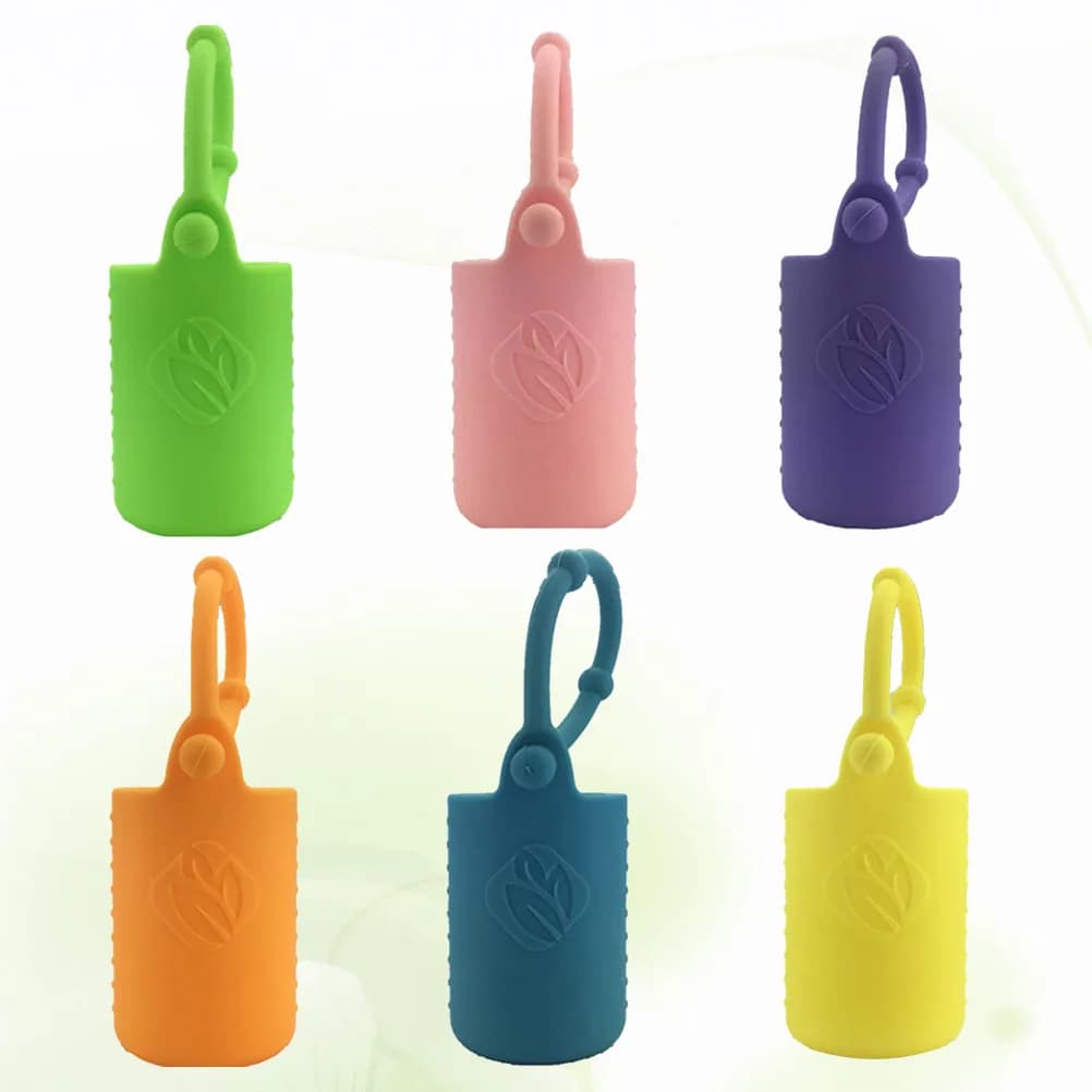 Set di 6 custodie protettive in silicone per oli essenziali, porta flaconi roll-on, custodia con manico pieghevole e tracolla per il trasporto in viaggio