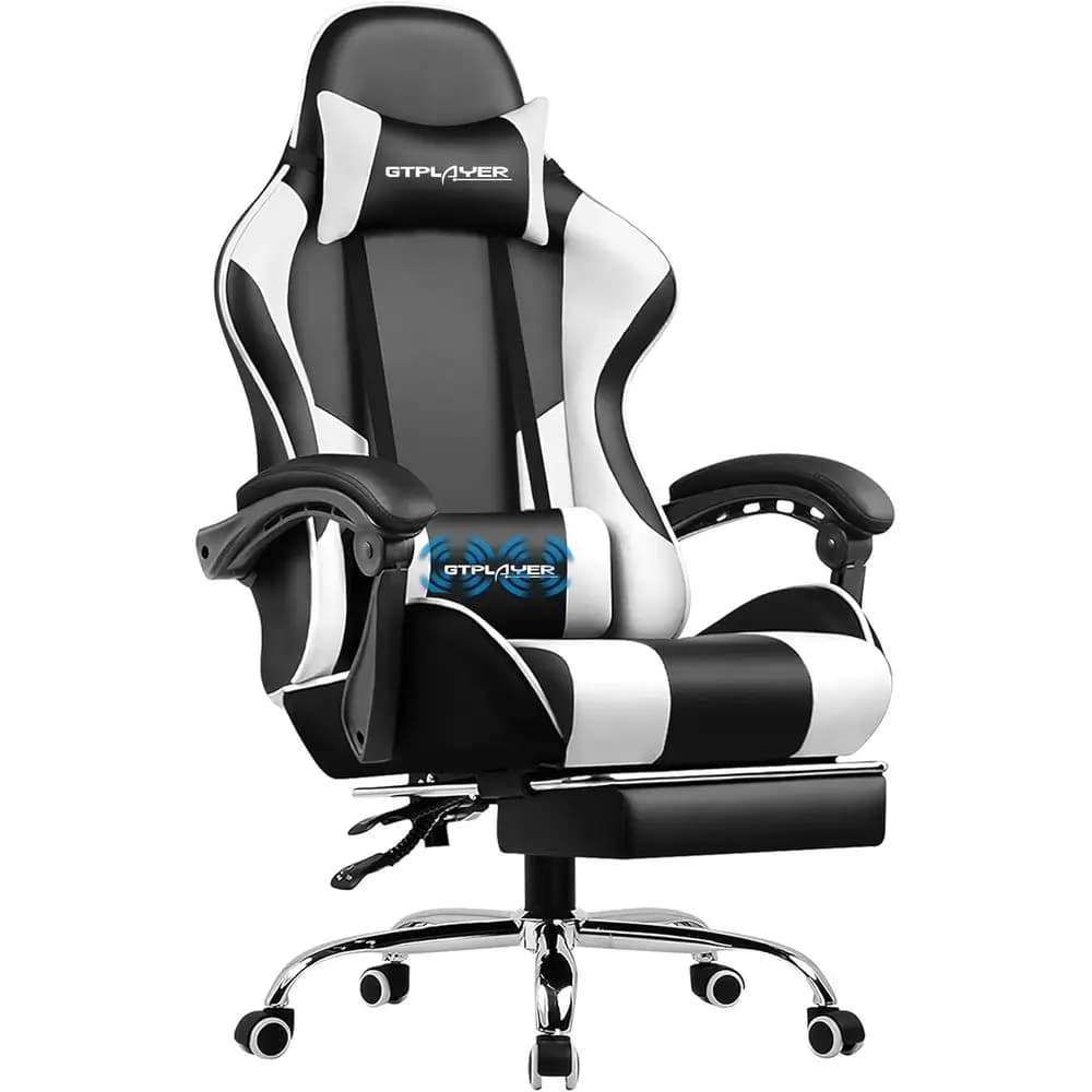 Sedia da Gaming, Sedia da Computer con Poggiapiedi e Supporto Lombare, Sedia da Gioco Regolabile in Altezza con Rotazione a 360° ° Sedia Girevole per Ufficio o