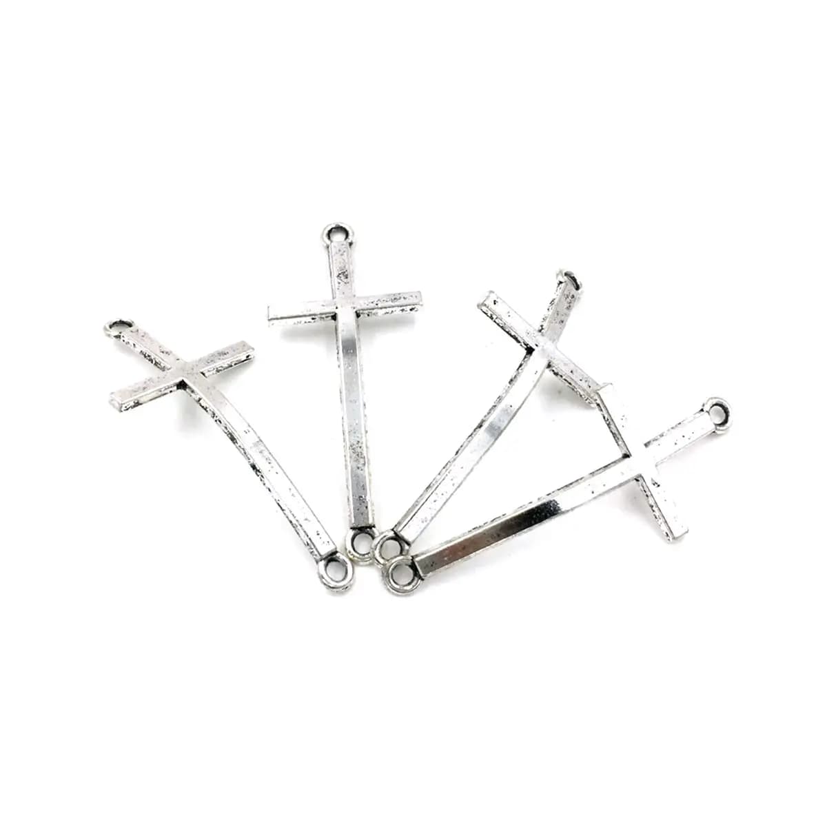 50 Pezzi Connettori a Croce Piegati Argento e Oro 50x20mm per Braccialetti Fai da Te, Accessori per Gioielli Artigianali, Materiale per Creazioni Fatte a Mano