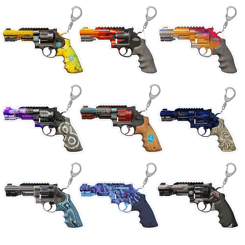 Portachiavi in acrilico CS2 GO Game R8 Revolver Crimson Web Bone Forged Survivalist Phoenix Marker, ciondolo per borsa, regalo, giocattolo anime
