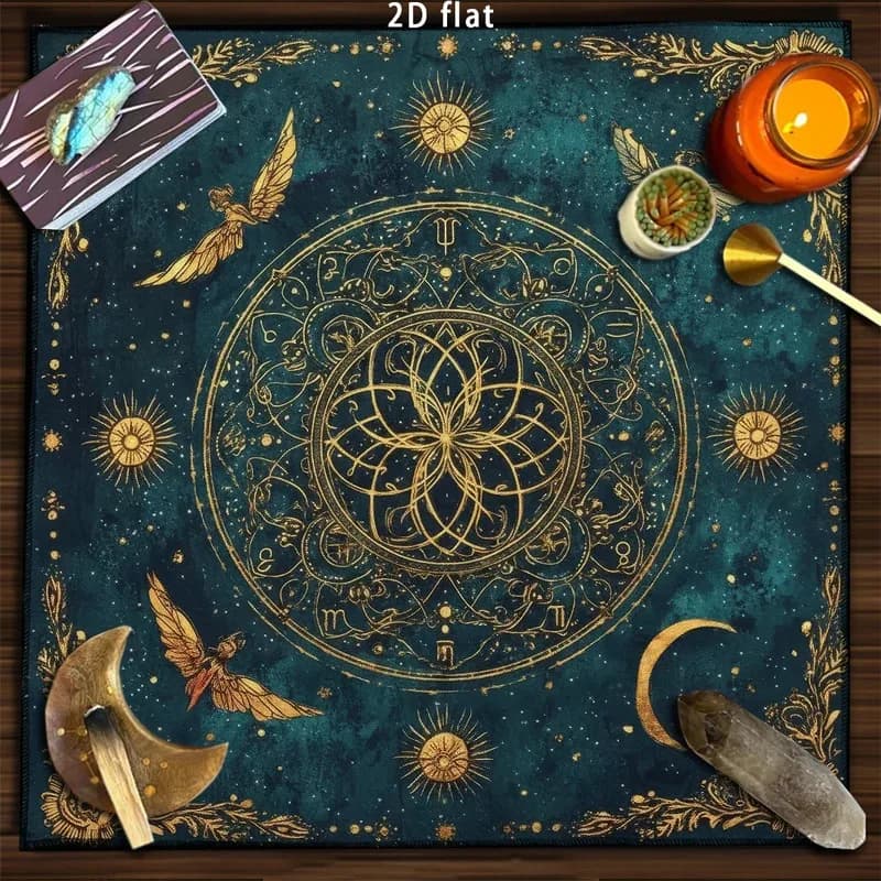 Tovaglia per tarocchi VIKAMA Sole Luna, Tovaglia per altare divinazione Fiore della Vita Cielo Notturno, Tovaglia per tarocchi Decorazione Casa
