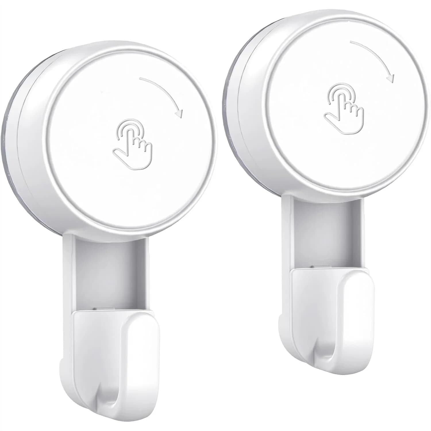 Heavy Duty Suction Hooks 2 Pack - No Drill Damage-Free Wall Hooks for Bathroom Kitchen Towel Bathrobe Loofah, 11LB Load