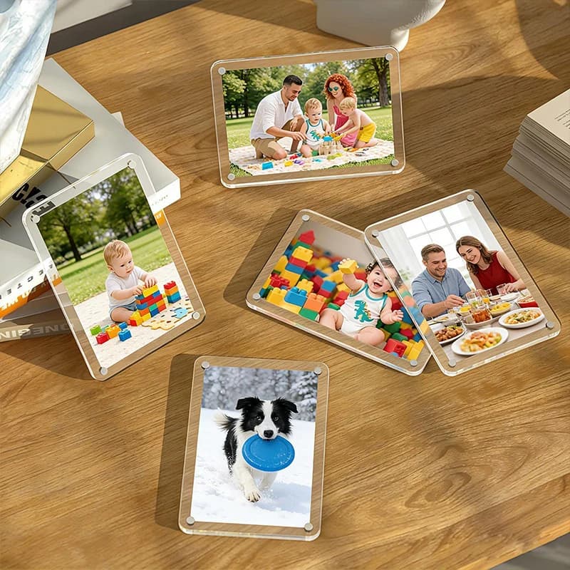 5PCS Acrylic Magnetic Photo Frame for 5-inch Photos Refrigerator Double Sided Mini Clear Pictures Frame for Fujifilm Instax
