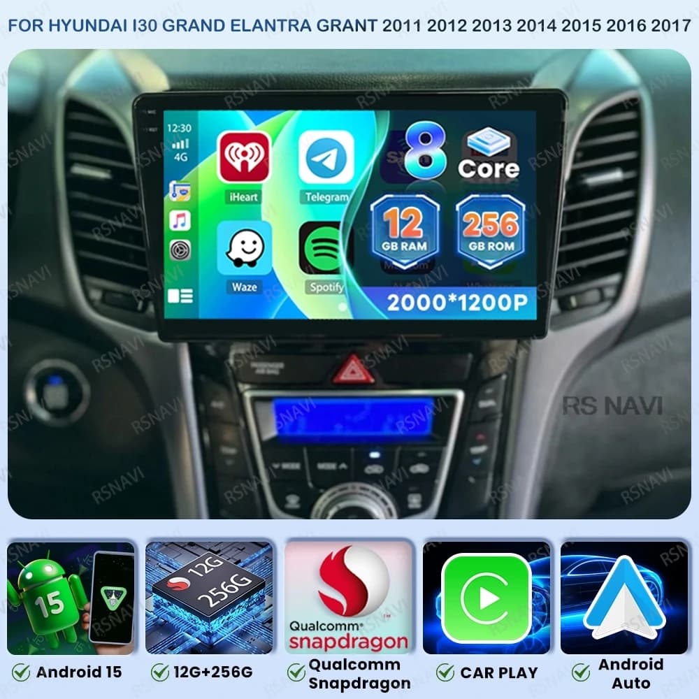 Android 15 Car Radio For Hyundai I30 Grand Elantra Grant 2011 2012 2013 2014 2015 2016 2017 Qualcomm 5G WIFI Navigation BT QLED