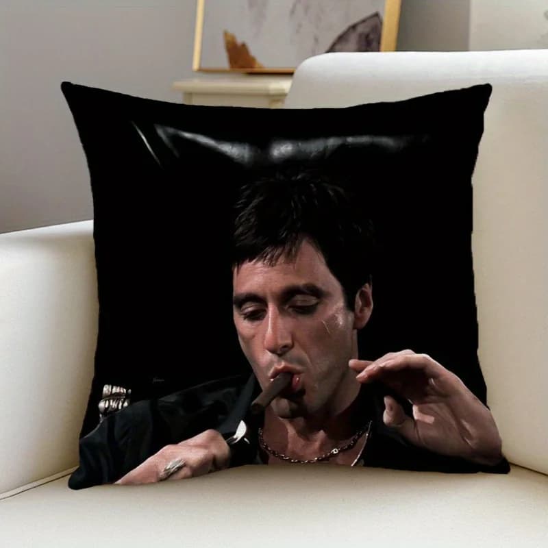1 federa per cuscino da soggiorno per appassionati di cinema, stampa fronte-retro 2D in poliestere, cuscino Scarface Tony Montana, regalo perfetto per gli amanti del cinema