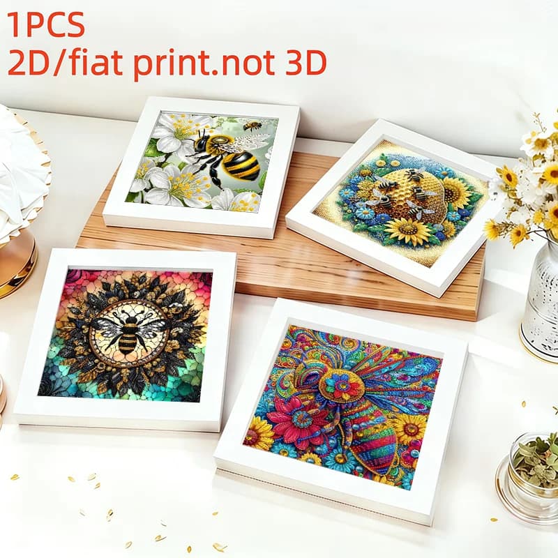 2D/flat 1 Piece of Diamond Painting hanging Painting, bee Pattern canvas Material interior Decoration, is a good gift for Person