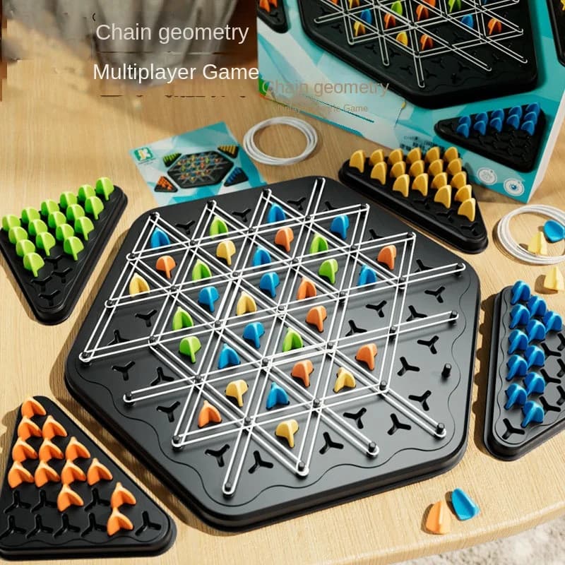 Nuovo gioco di puzzle da tavolo per scacchi con elastico a catena triangolare, gioco di interazione genitore-figlio in famiglia, giocattoli per bambini con puzzle logico per esercizi