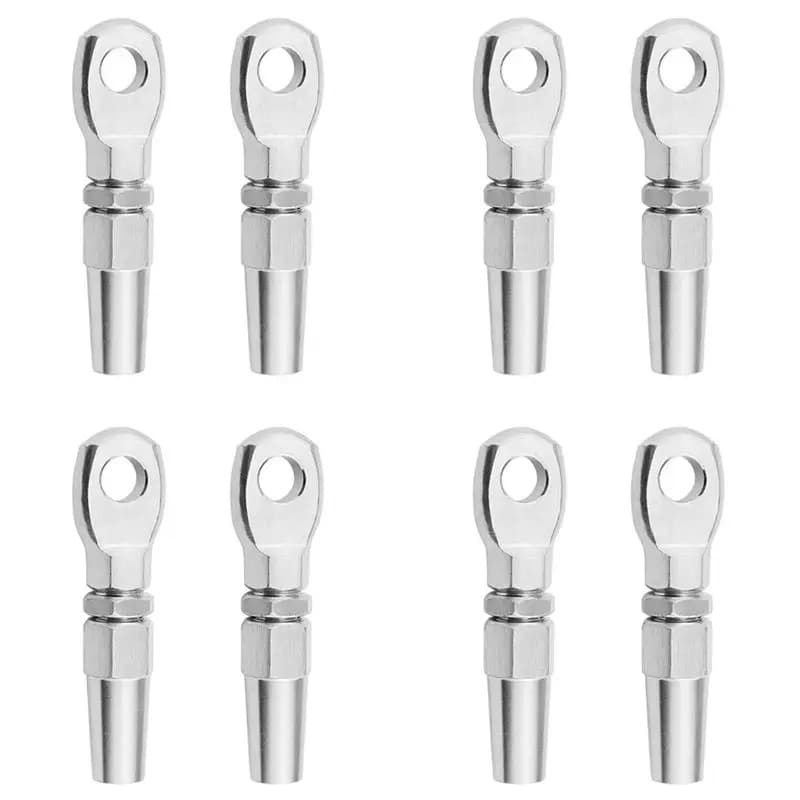 GTBL 8Pcs Marine Grade 316 Stainless Steel Swageless Eye Terminal Wire Cable Rope Diy Fitting Rigging Hardware Balustrade Kit
