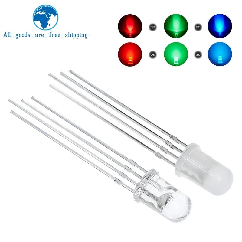 10/20/50/100 pezzi 5mm RGB LED catodo comune/anodo comune diodi emettitori tricolore f5 RGB diffuso/trasparente evidenziare