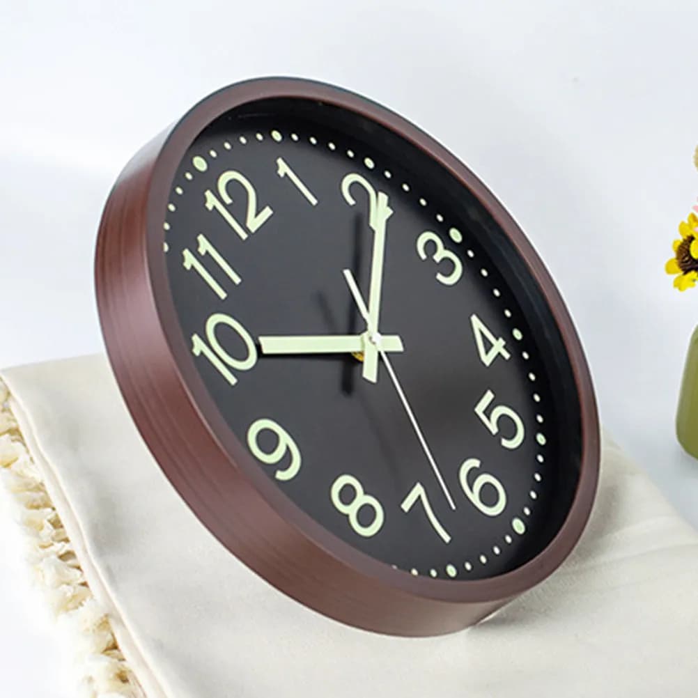 Orologio da Parete in Legno con Numeri Arabi Luminosi, Silenzioso, a Batteria, Rotondo, Decorazione Moderna per Soggiorno, Camera da Letto, Cucina, Ufficio