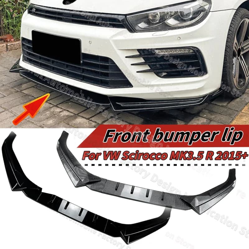 Front Bumper Lip for VW Scirocco MK3.5 R 2015+ Car Lower Shovel Splitter Diffuser Spoiler 3pcs Encirclement Guard Board Tuning