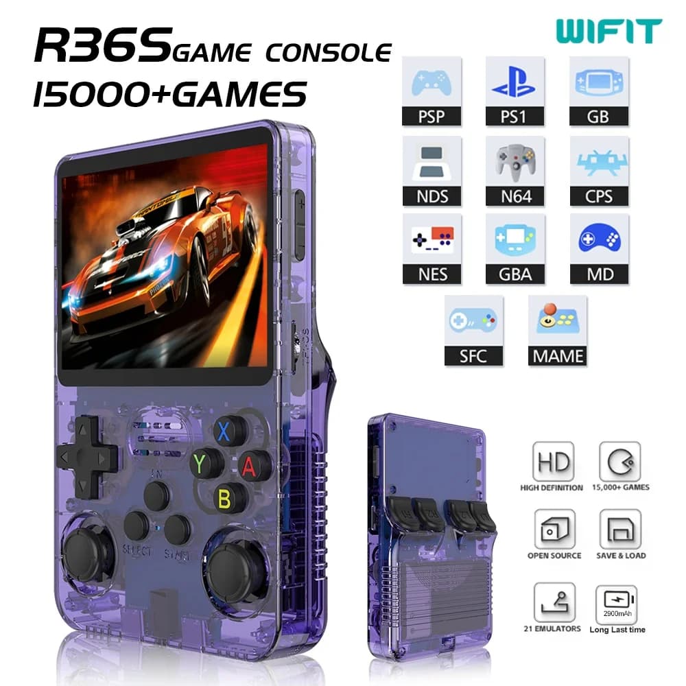 Console di gioco portatile R36s, giochi arcade retrò, nostalgici giochi 3D a doppio sistema.