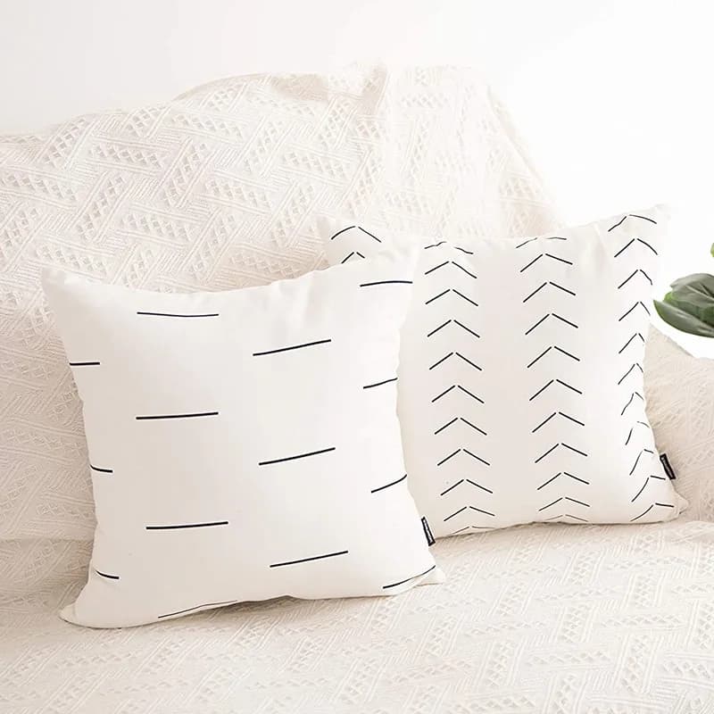 Cushion Cover Geometric Lines Living Room Sofa Back Cushion Cover Cushion Short Plush Car Pillowcase