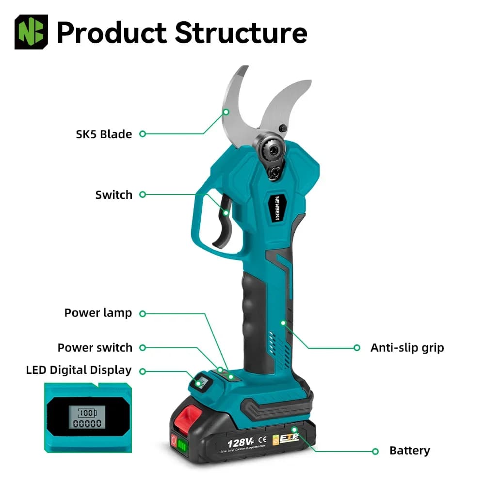 45 mm brushless electric shear shears 4 gears Powerful wireless garden tools for Makita 18V Battery Pin