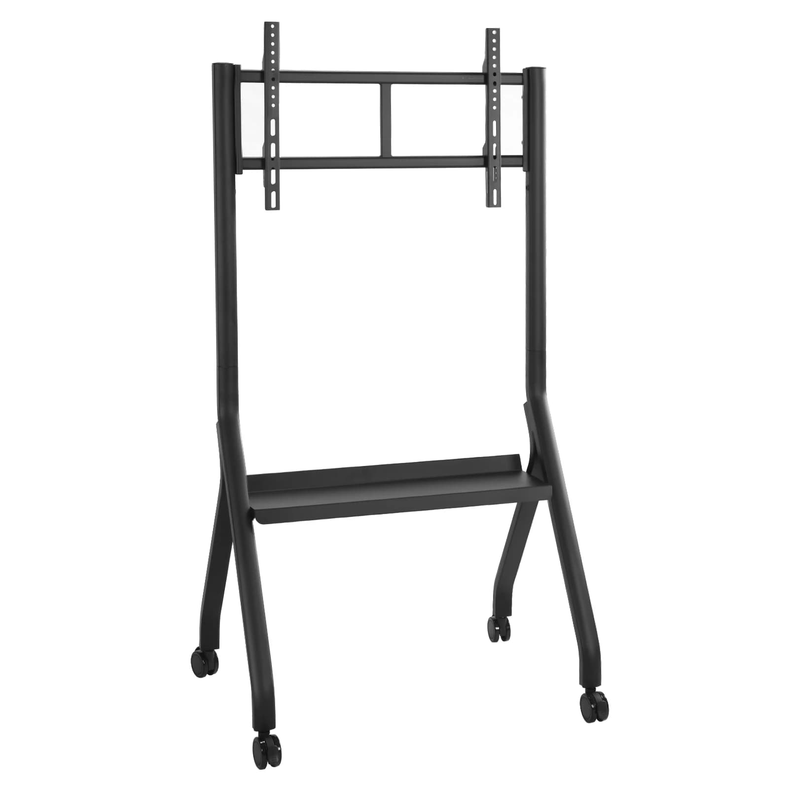 Supporto TV Mobile per Schermi da 42-75 Pollici, Regolabile in Altezza, Girevole, con Ruote e Ripiano per Laptop, per Ufficio/Aula/Casa