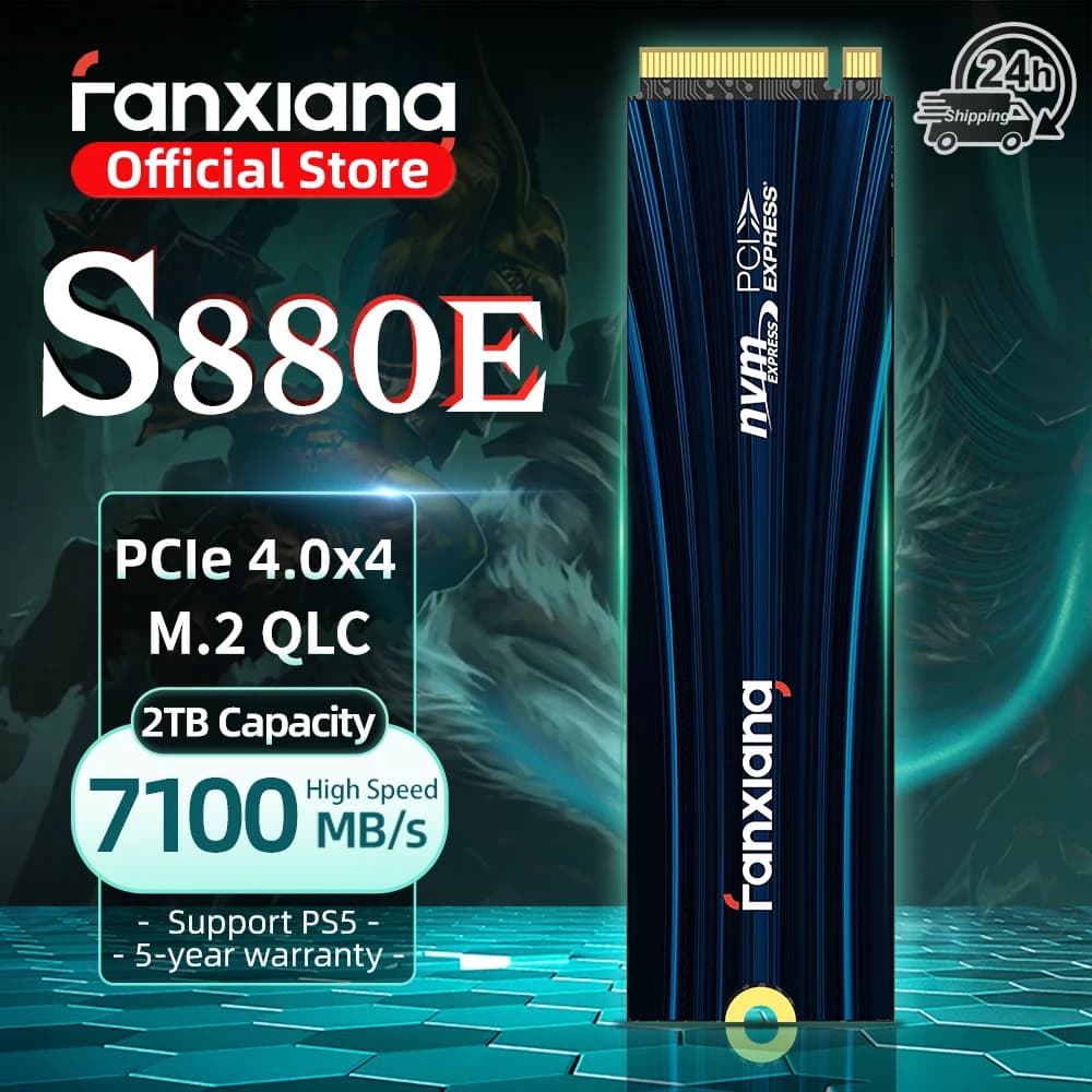 Fanxiang S880E M.2 SSD 7300MB/s 1TB/2TB/4TB Unità SSD M.2 NVMe PCIe 4.0x4 Disco Rigido Interno a Stato Solido per PS5 Laptop PC