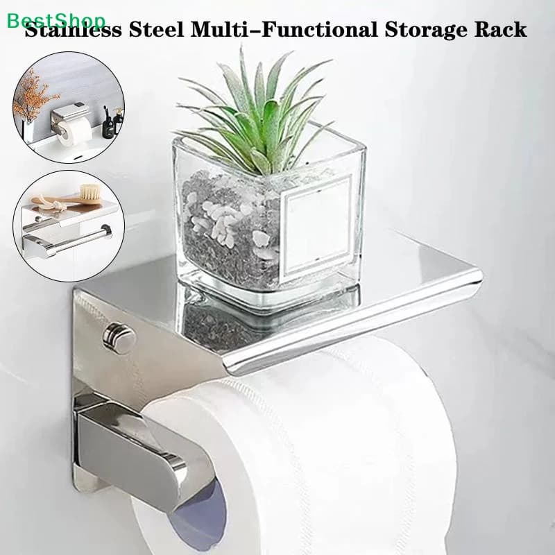 Stainless Steel Toilet Paper Holder Suitable For Bathrooms And Kitchens; Can Hang Paper Towel Rolls Or Towels