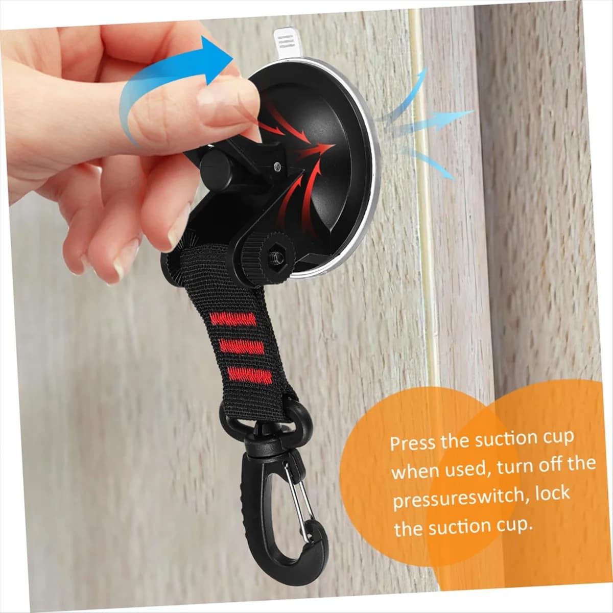 A002 Confezione da 4 ganci per ventose per finestre, rotazione sicura, resistente, ventosa per vetro, auto, campeggio, furgone, bagno