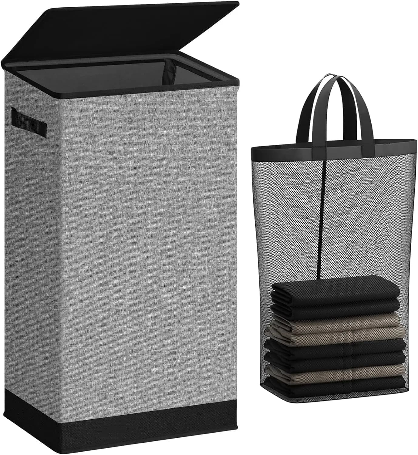 Large and high folding linen basket, clothes basket with removable bag easy to carry, Di