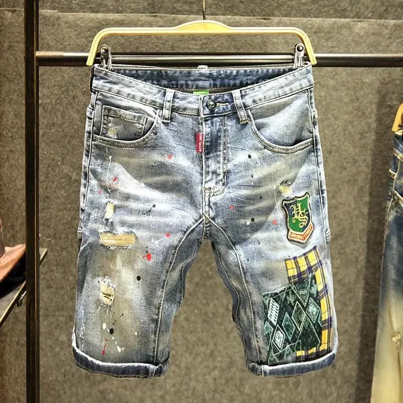 Men's Shorts Ripped Men's Jeans Trimmed Graphics Pants Men's Short Jeans Y2k Fashion Original Summer Vintage Korean Buttons New In