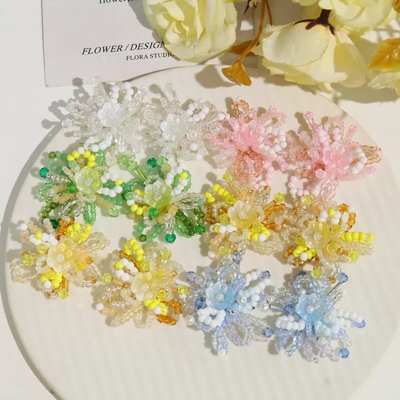 Clips for Handmade Shoes with Crystal Beads and Flowers, Mughetto Shape Beads for Rubber Summer Sandals