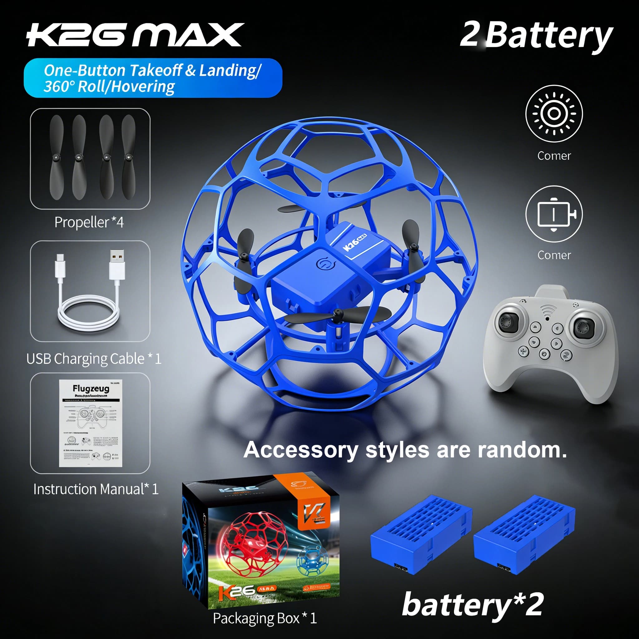 【Oltre 6.000 acquisti】Drone a forma di pallone da calcio - appositamente progettato per competizioni giovanili, piccolo aereo telecomandato per bambini, Coppa del Mondo