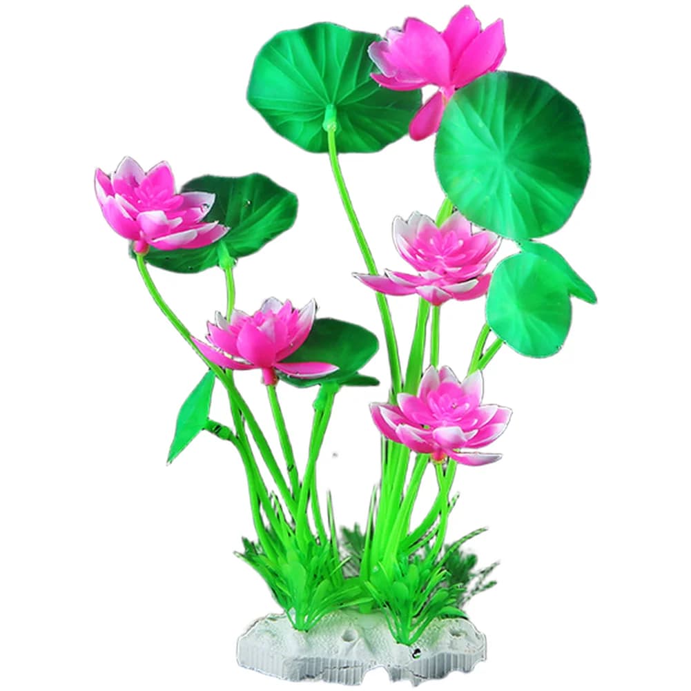 Artificial Lotus Aquarium Plant Made of PE Plastic for Fish Tank Decoration Featuring Lifelike Design and Submerged Use