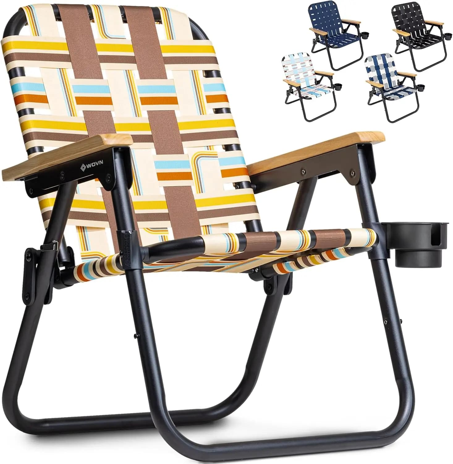 Premium Foldable Camping Chair with Backpack - 9 Beach Styles and Open Use