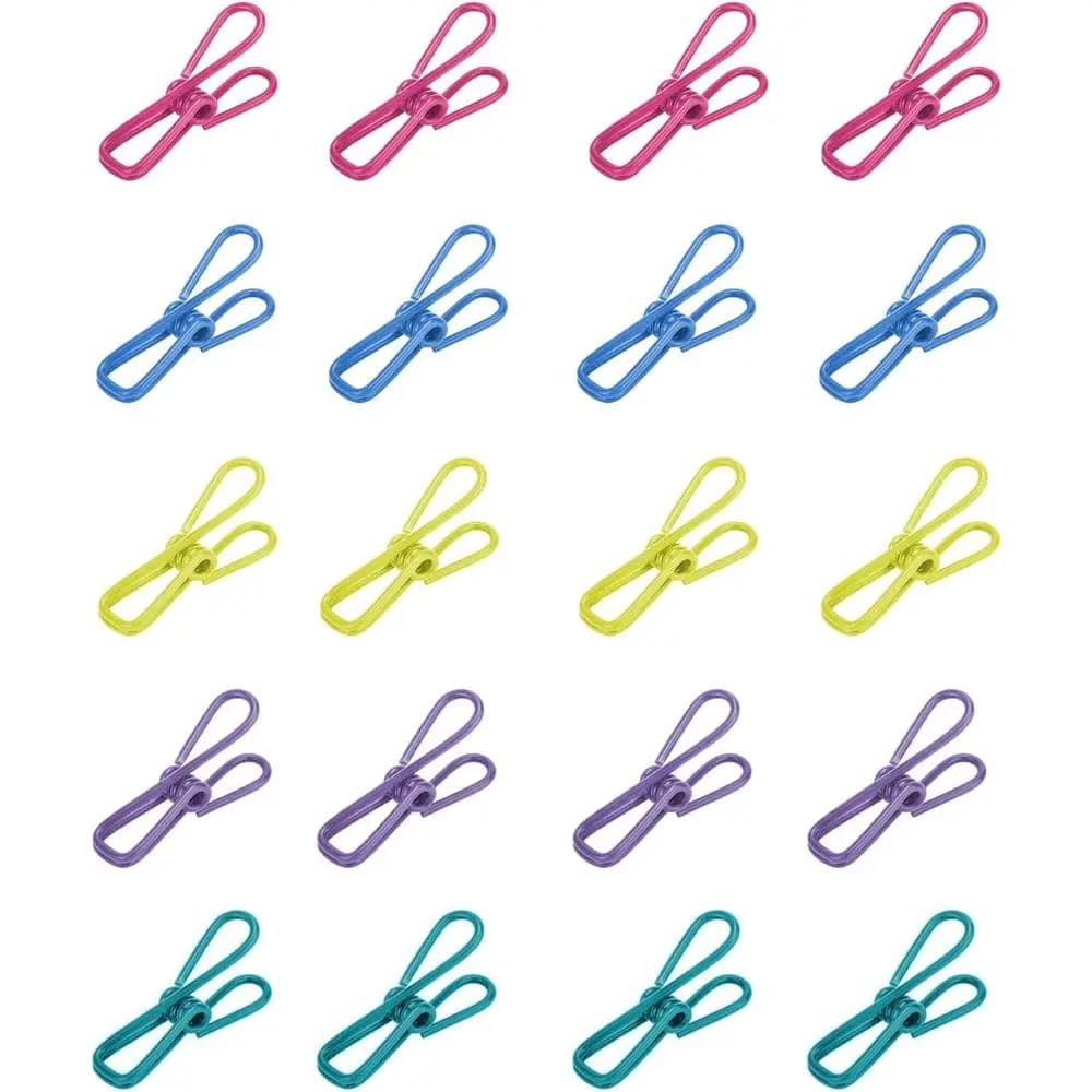 Multipose 2 in 1 Metal Clip 20 Pack for Kitchen Food Storage, Laundry Hanging, Bag Chip Sealing