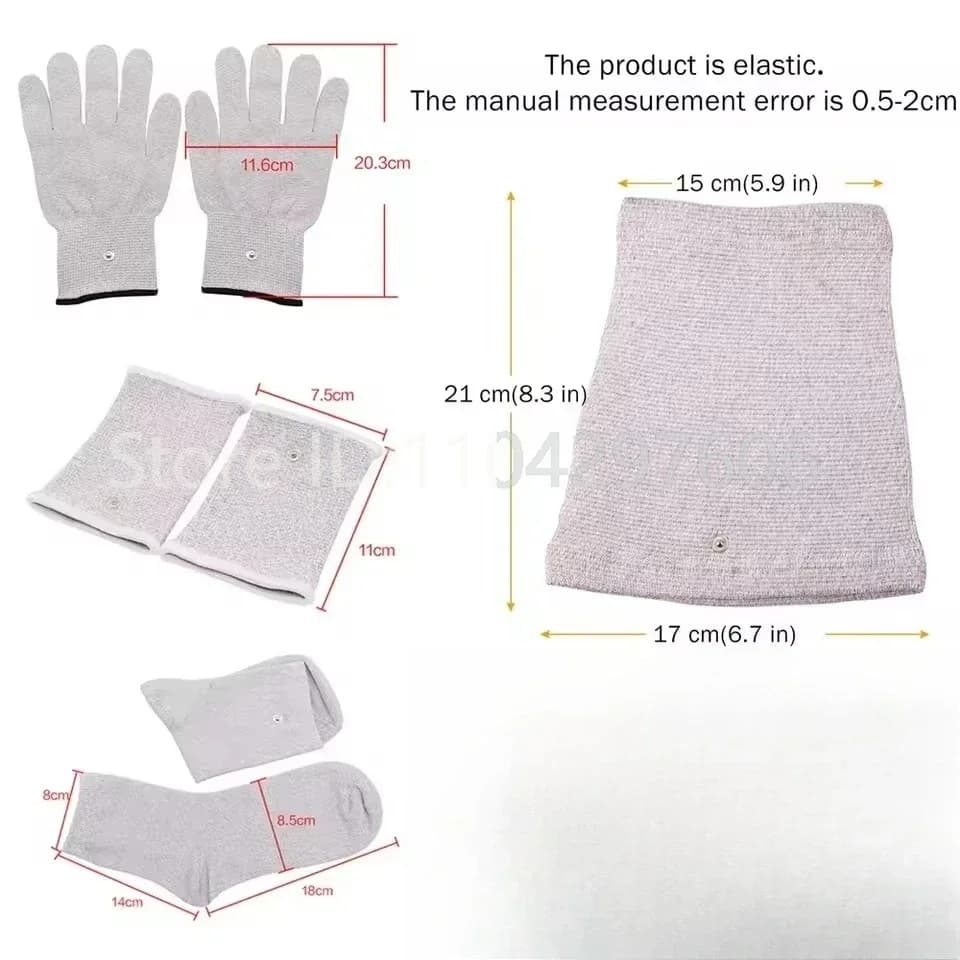 Dropshipping Massaggiatore per il corpo Fibra TENS / EMS Elettrodo Trattamento Guanti Calzini Ginocchiere Bracciali Accessori per dispositivi di digitopressione
