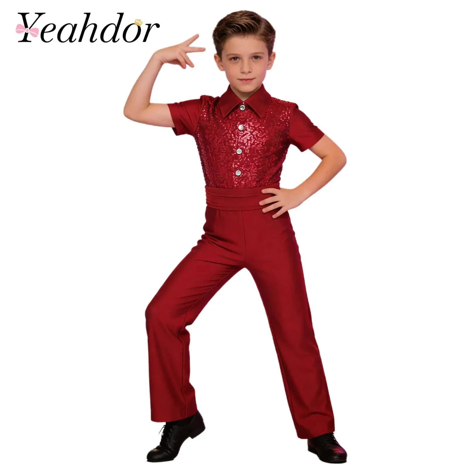 Body da ballo latino moderno per ragazzi, body a collo alto per salsa, tango, ballo da sala, tuta intera per bambini, body per pattinaggio artistico