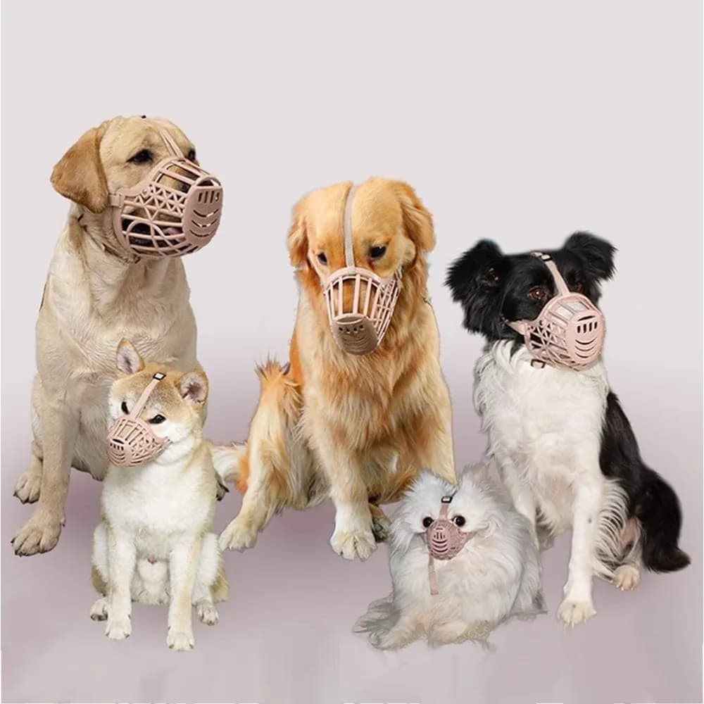 Softness Plastic Dog Muzzle Anti Bite Adjustable Pet Basket Dogs Training Mouth Cover Mesh Cage for Small and Large Dogs Care