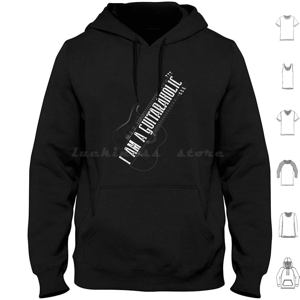 I Am A Guitaraholic Felpa con cappuccio in cotone a maniche lunghe Chitarre Sando Giacca Portafoglio Tumbler Fondale Custodia Sport Custodia per laptop Cover Ragazza