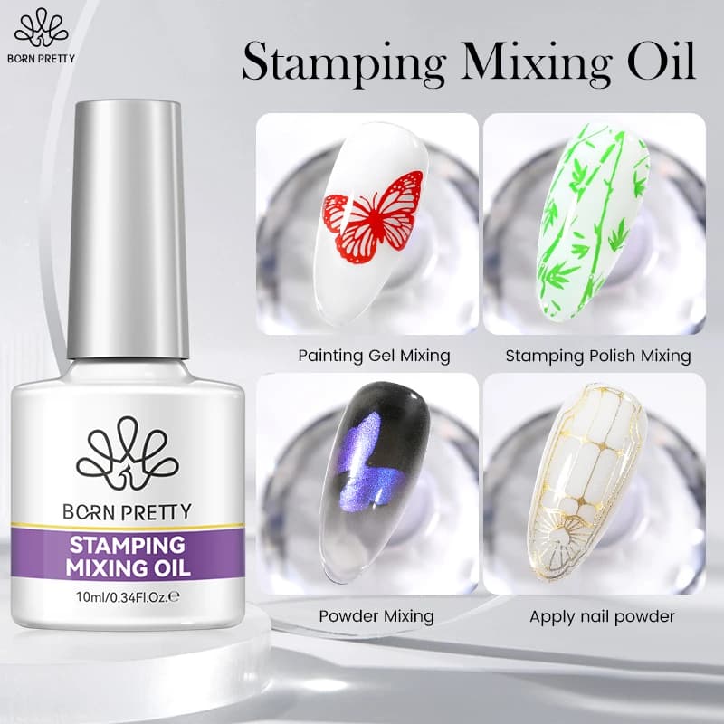 BORN PRETTY 10ml Stamping Mixing Oil Printing Tool Painting Gel Stamping Polish Nail Art Powder Mixing And Apply Nail Powder