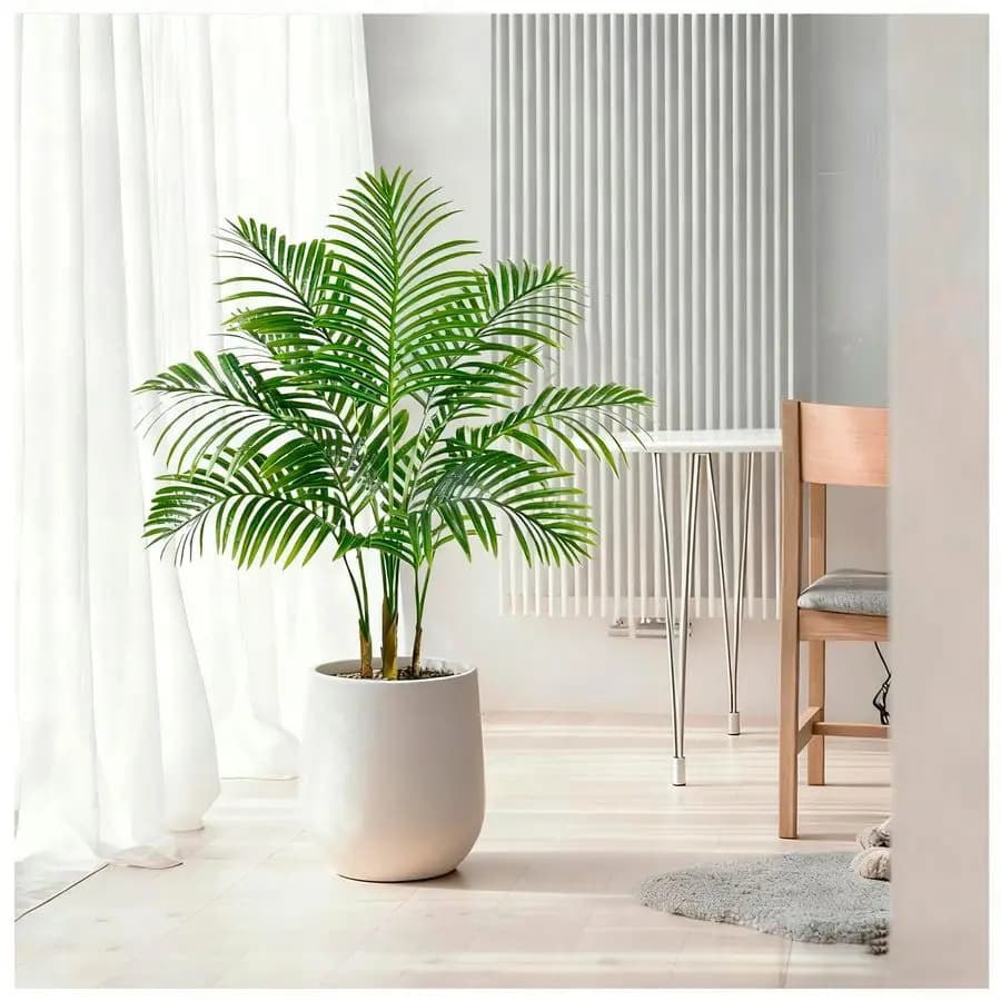 Palma finta Palme tropicali finte da 3 piedi in vaso con 9 tronchi e design di corteccia reale Pianta da pavimento Areca Pianta da palmo finto per Indo