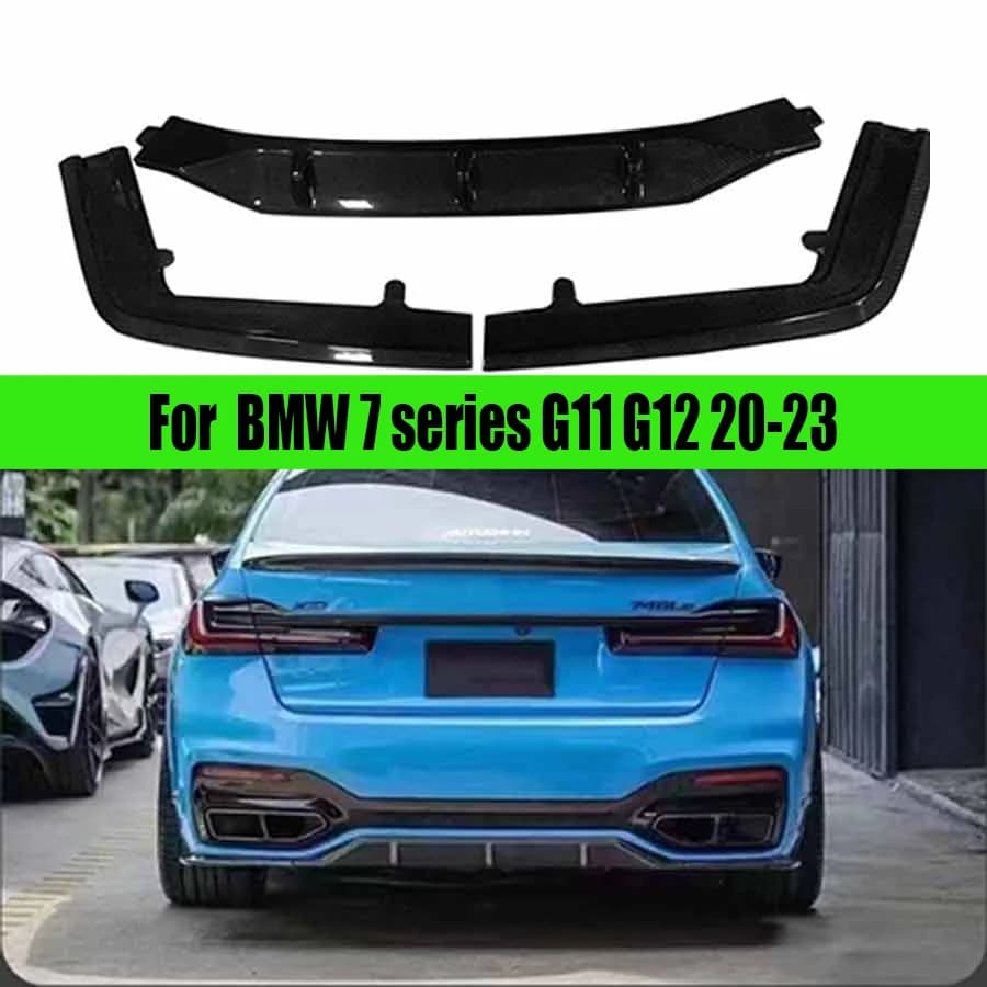 For BMW 7 Series G11 G12 Carbon Fiber Diffuser Car Rear Bumper Diffuser Rear Splitters Spoiler with lamp Back lip automotive par