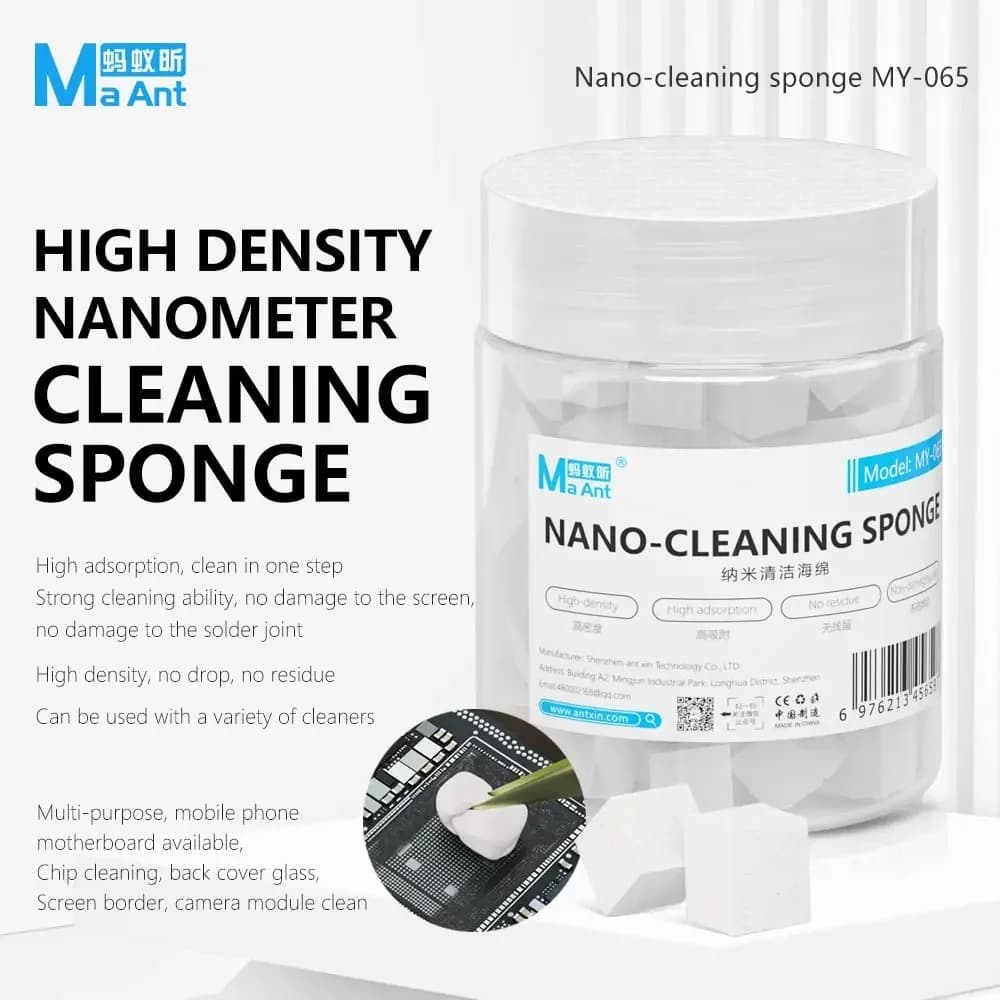 MaAnt MY-065 Nano Spugna per la rimozione della colla dello schermo del telefono cellulare/fotocamera/PCB Flux di saldatura Detergente per olio Nessun residuo flocculente