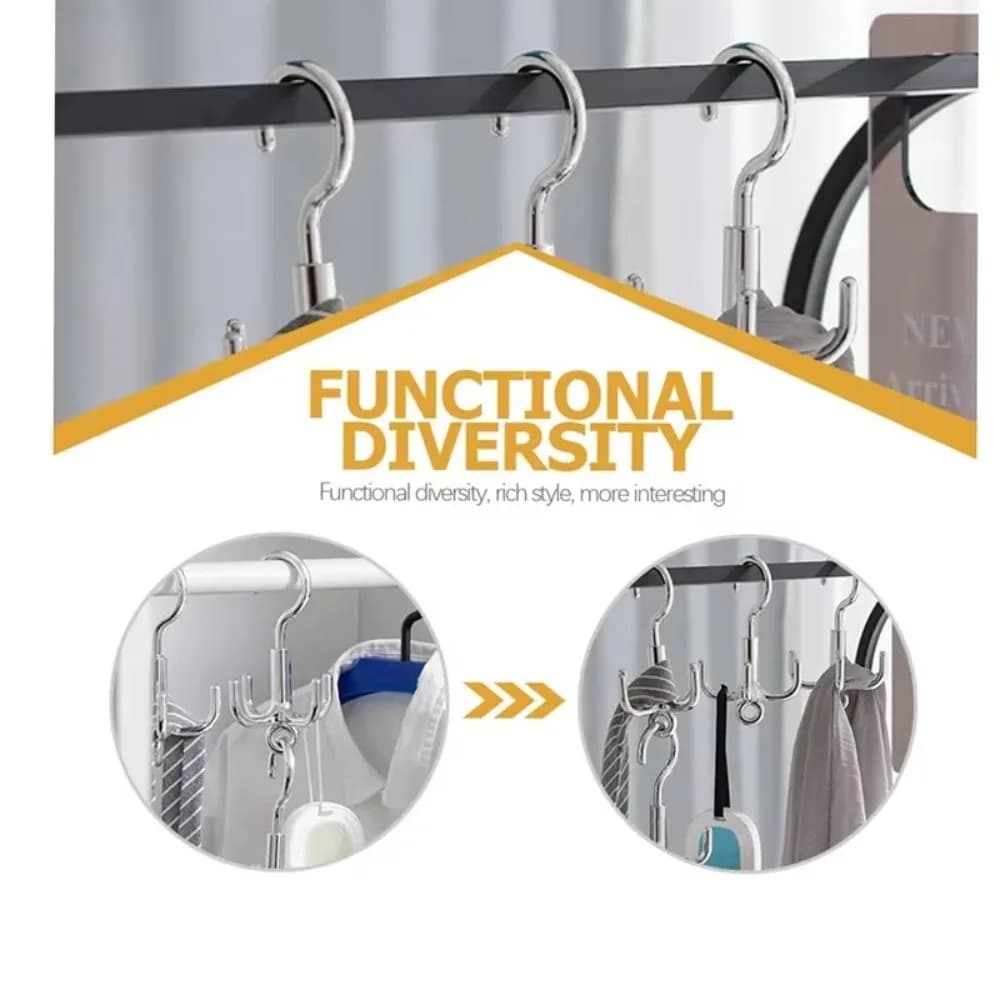 New Rotating Hook for 4 Tips Multifunctional Spare Parts Without Drilling Rotating Hooks for Clothes